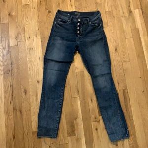 MOTHER the fly cut stunner fray skinny jeans